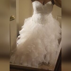 Sequin Ruffle High-Low wedding dress with Veil